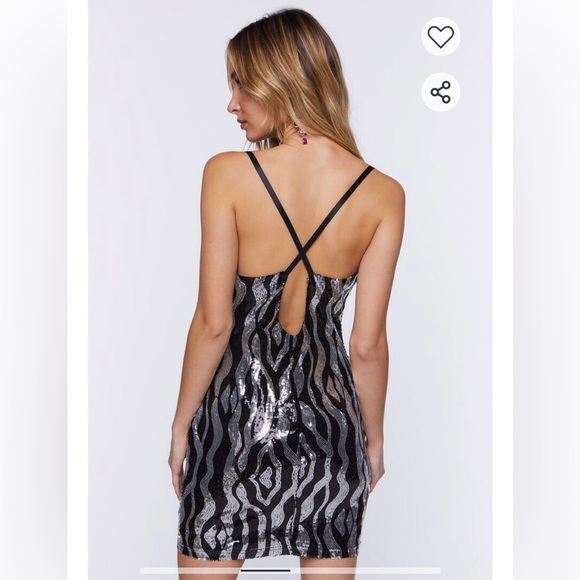 Black & Silver Sequin Sparkly Shiny Bodycon Mini Strappy Back Party Dress - Picture 3 of 10
